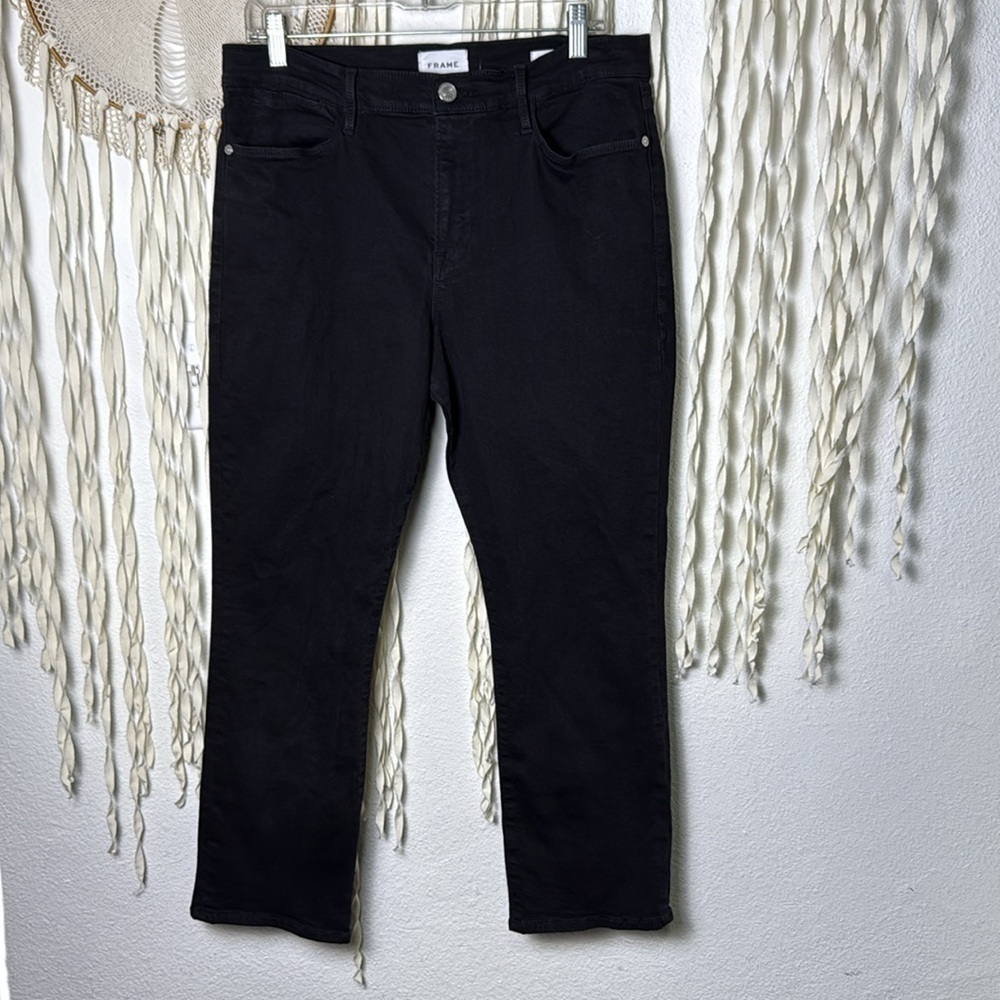FRAME Black Le High Straight Crop Denim Size 33 - Picture 2 of 11